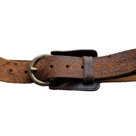 Diesel Distressed Carmel Leather 100cm/40in x 1.5in wide VINTAGE - Picture 3 of 6